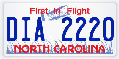 NC license plate DIA2220