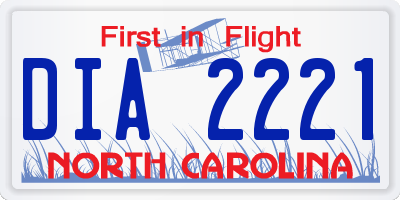 NC license plate DIA2221
