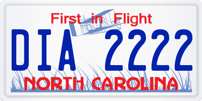 NC license plate DIA2222