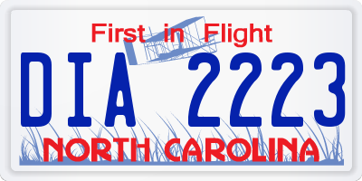 NC license plate DIA2223