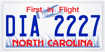 NC license plate DIA2227