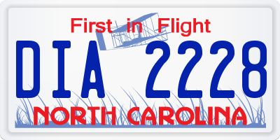 NC license plate DIA2228