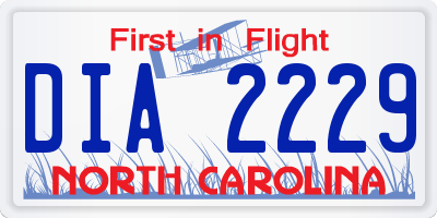NC license plate DIA2229
