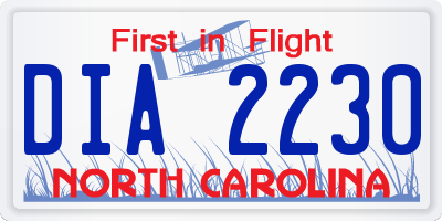 NC license plate DIA2230