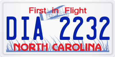 NC license plate DIA2232