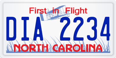 NC license plate DIA2234