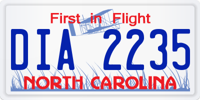 NC license plate DIA2235