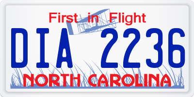 NC license plate DIA2236