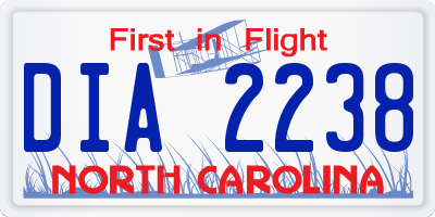 NC license plate DIA2238
