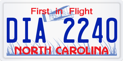 NC license plate DIA2240