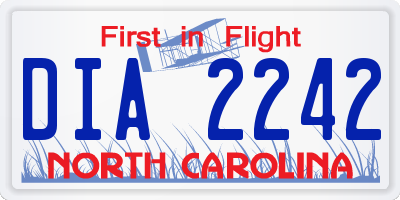 NC license plate DIA2242