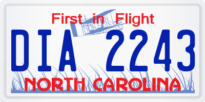 NC license plate DIA2243