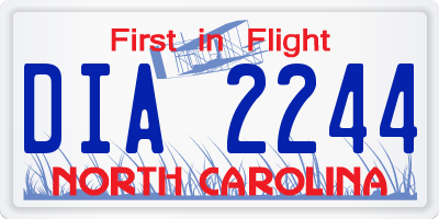 NC license plate DIA2244