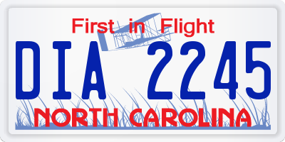 NC license plate DIA2245