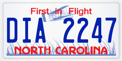NC license plate DIA2247
