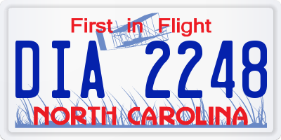 NC license plate DIA2248