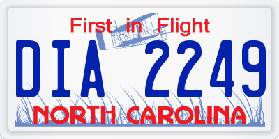 NC license plate DIA2249