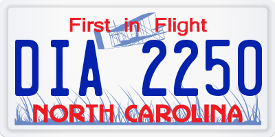 NC license plate DIA2250