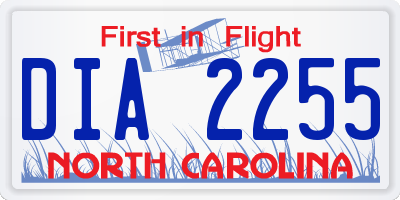 NC license plate DIA2255
