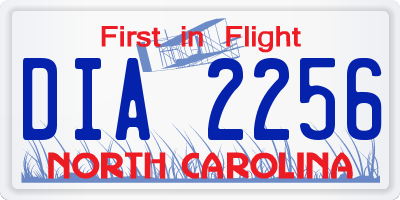 NC license plate DIA2256