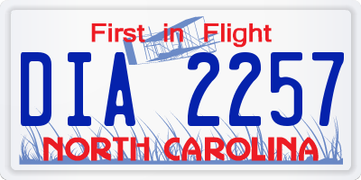 NC license plate DIA2257