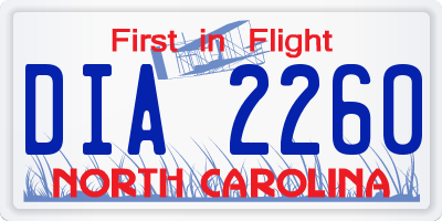 NC license plate DIA2260