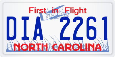 NC license plate DIA2261