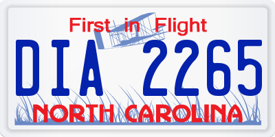 NC license plate DIA2265