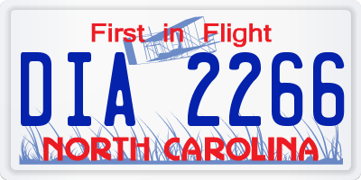 NC license plate DIA2266