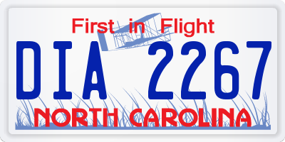 NC license plate DIA2267