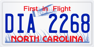 NC license plate DIA2268