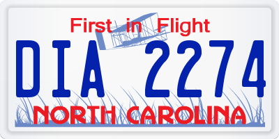 NC license plate DIA2274