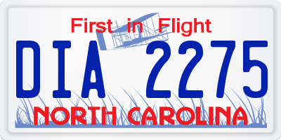 NC license plate DIA2275
