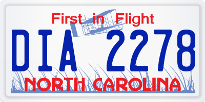 NC license plate DIA2278