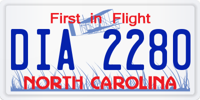 NC license plate DIA2280