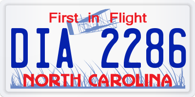 NC license plate DIA2286