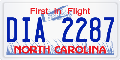 NC license plate DIA2287