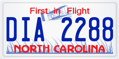 NC license plate DIA2288