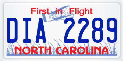 NC license plate DIA2289
