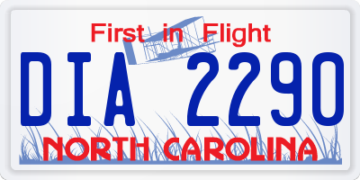 NC license plate DIA2290