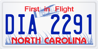 NC license plate DIA2291