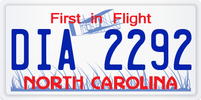NC license plate DIA2292