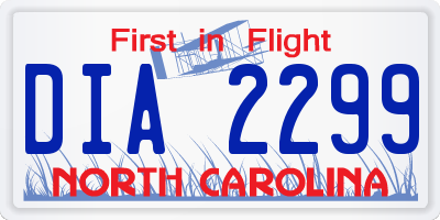 NC license plate DIA2299