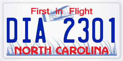 NC license plate DIA2301