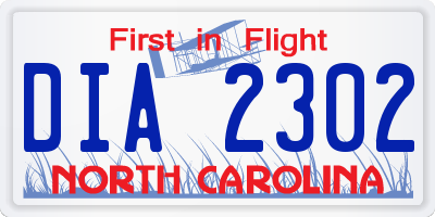 NC license plate DIA2302