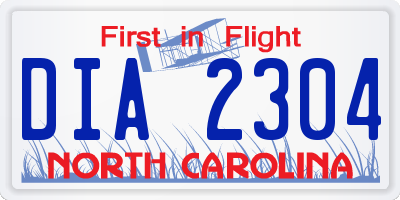 NC license plate DIA2304
