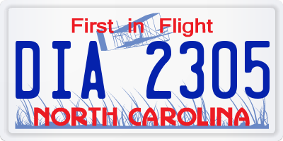 NC license plate DIA2305
