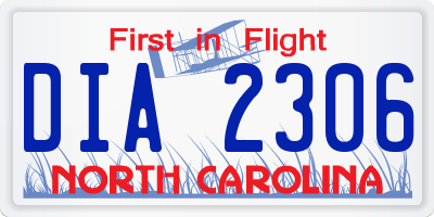 NC license plate DIA2306