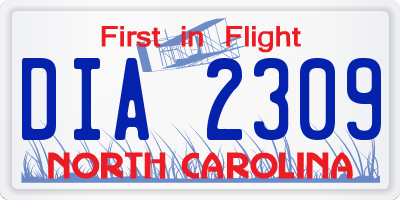 NC license plate DIA2309