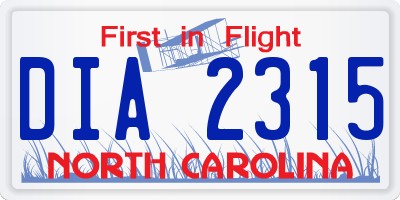 NC license plate DIA2315
